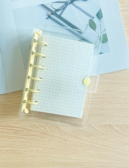 Fashion A7 Milk Yellow (including 45 Grid Pages) Transparent 6-hole Loose-leaf Soft Cover Notebook