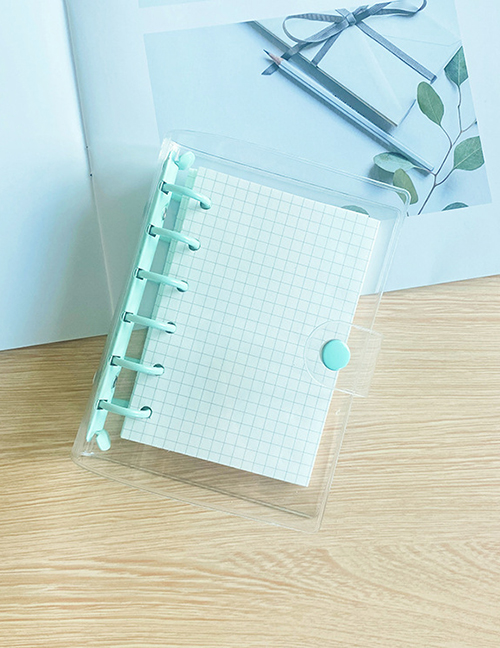 Fashion A7 Mint Green (including 45 Grid Pages) Transparent 6-hole Loose-leaf Soft Cover Notebook