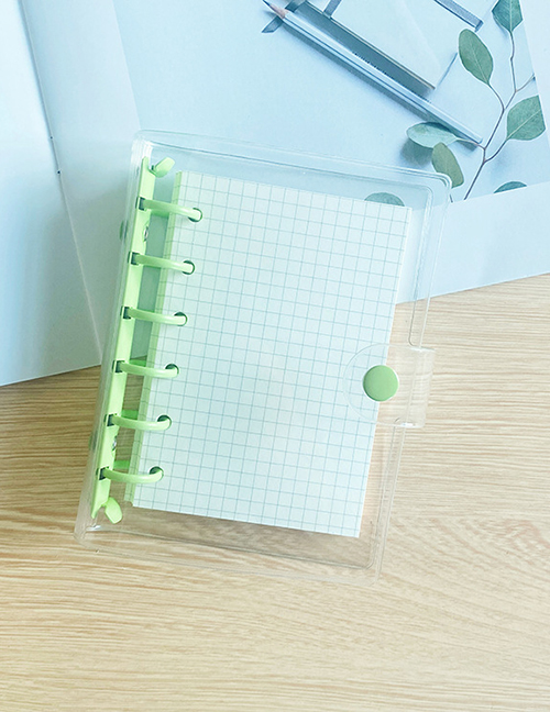 Fashion A7 Green (including 45 Grid Pages) Transparent 6-hole Loose-leaf Soft Cover Notebook