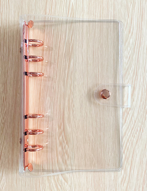 Fashion 【a6】transparent Case-rose Gold Clip Transparent Pvc Loose-leaf 6-hole Loose-leaf Book