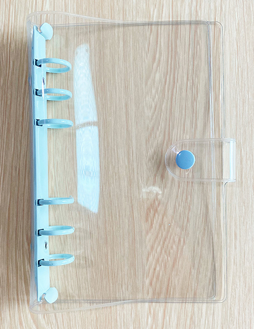 Fashion 【a6】transparent Shell-gray Blue Clip Transparent Pvc Loose-leaf 6-hole Loose-leaf Book