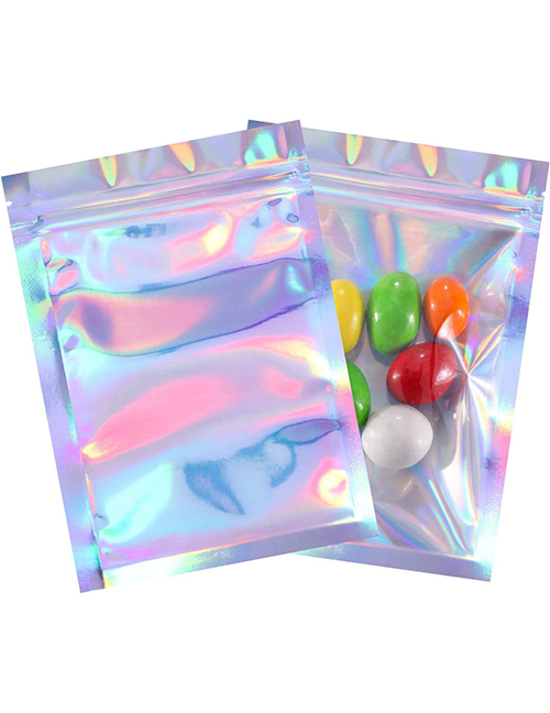 Fashion 14*20cm (100pcs/pack) One Side Is Transparent And The Other Side Is Laser Laser Ziplock Packaging Bag