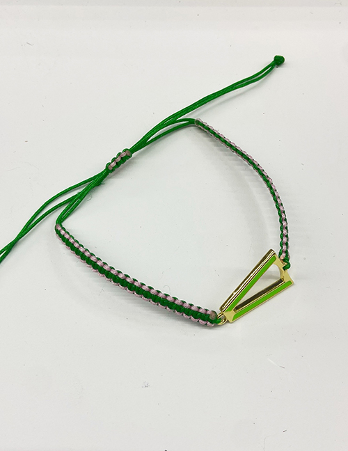 Fashion Green Cord Braided Pure Copper Oil Drip V-shaped Bracelet