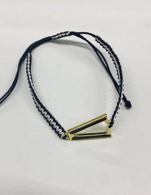 Fashion Black Cord Braided Pure Copper Oil Drip V-shaped Bracelet