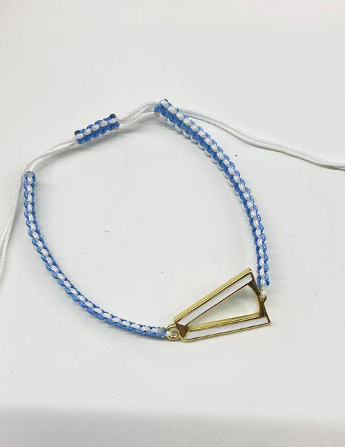 Fashion White Cord Braided Pure Copper Oil Drip V-shaped Bracelet