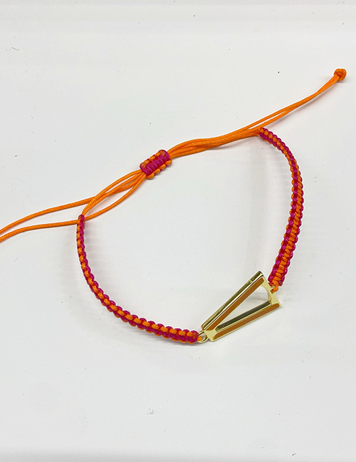 Fashion Orange Cord Braided Pure Copper Oil Drip V-shaped Bracelet