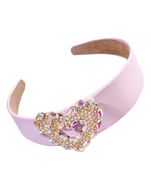 Fashion Light Pink Alloy Diamond Heart Fabric Headband (4cm)