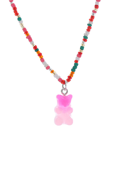 Fashion 12# Colorful Rice Bead Beaded Gummy Bear Necklace