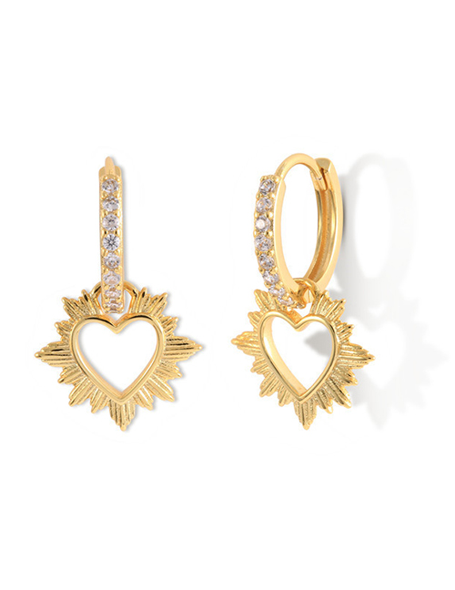 Fashion Gold - Style 1 Metal Diamond Heart Hoop Earrings