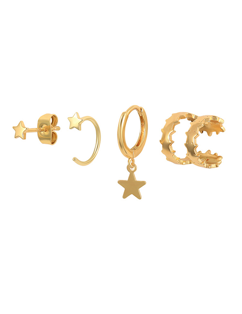 Fashion #30 Copper And Diamond Geometric Earring Set