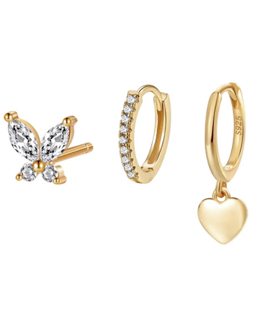 Fashion #64 Copper And Diamond Geometric Earring Set