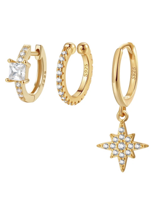Fashion #65 Copper And Diamond Geometric Earring Set