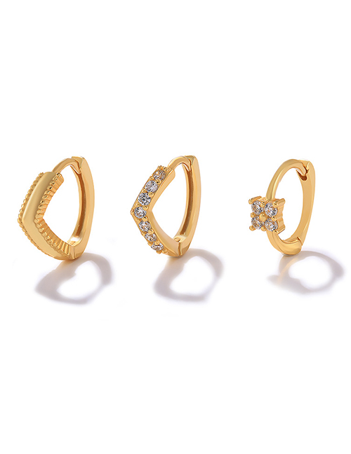 Fashion #66 Copper And Diamond Geometric Earring Set
