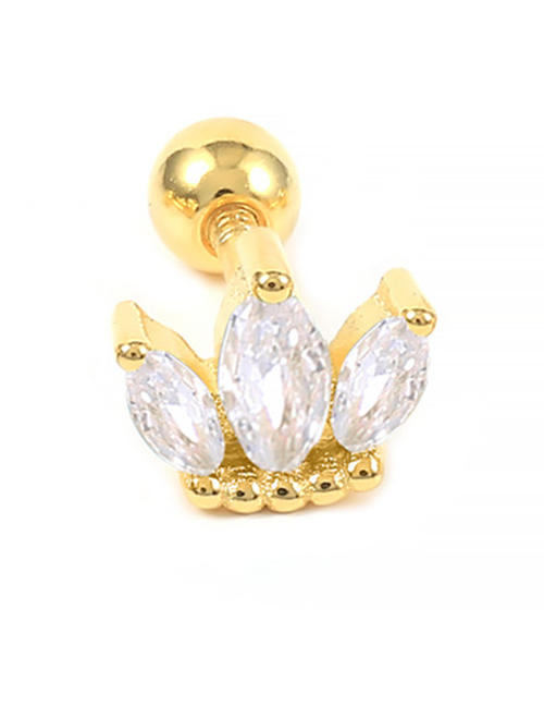 Fashion Single Gold-white Diamond Metal Diamond Geometric Piercing Stud Earrings (single)