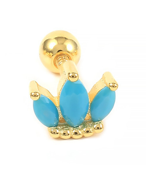 Fashion Single Golden-turquoise Metal Diamond Geometric Piercing Stud Earrings (single)