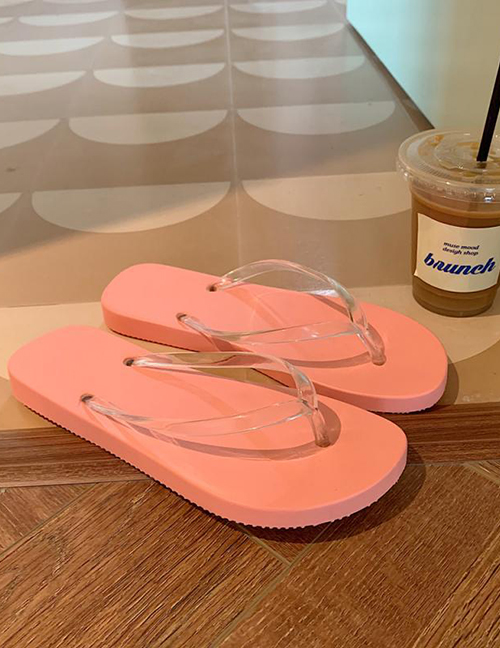Fashion Pink Pvc Flip-flop Flat Transparent Slippers