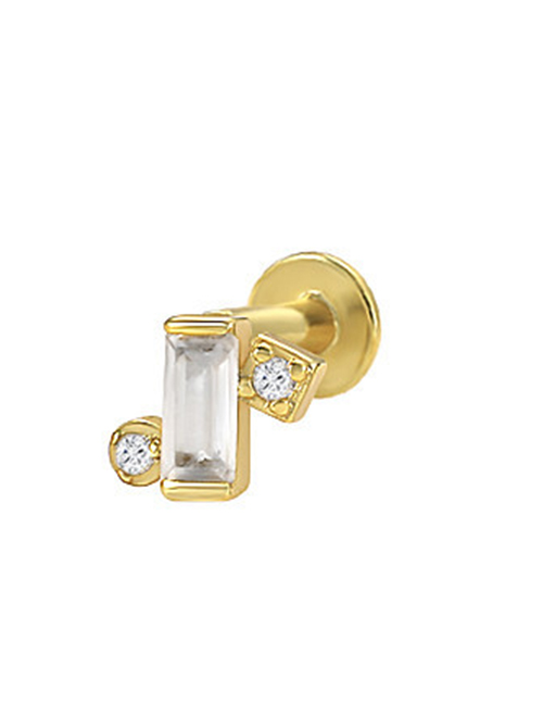 Fashion Single Gold - Style 14 Metal Diamond Geometric Piercing Stud Earrings (single)