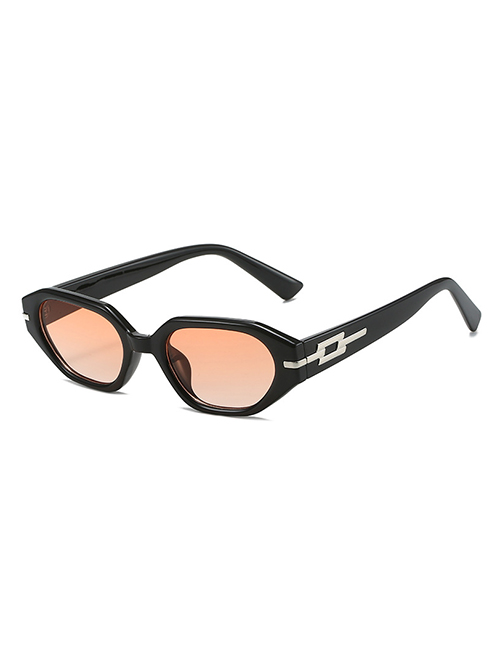 Fashion Black Frame Orange Red Slice Pc Small Frame Sunglasses