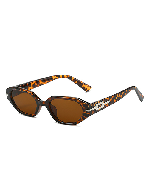 Fashion Leopard Frame Full Tea Pc Small Frame Sunglasses