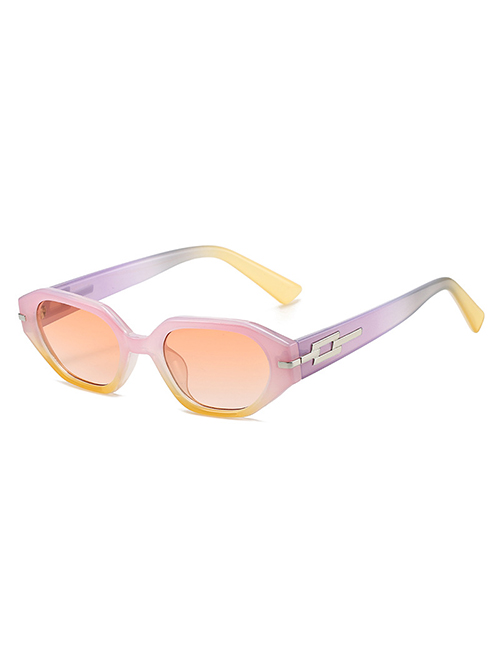 Fashion Pink-yellow Frame Orange Slice Pc Small Frame Sunglasses