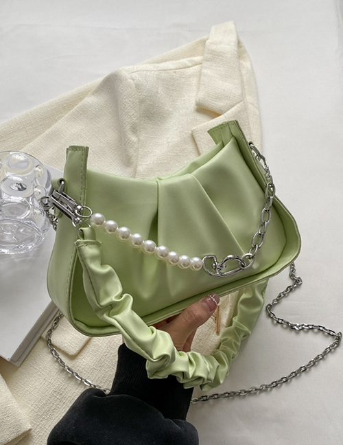 Fashion Green Pu Pleated Portable Messenger Bag