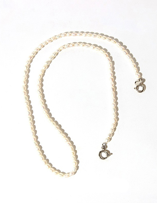 Fashion Silver Buckle Pearl Chain (single Chain) Alloy Pearl Beaded Necklace