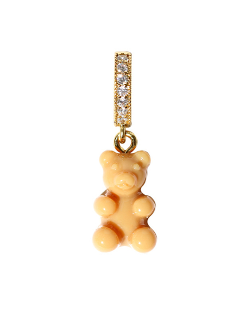 Fashion Milk Tea Bear (single Pendant Without Chain) Alloy Gold Plated Diamond Bear Hoop Earrings