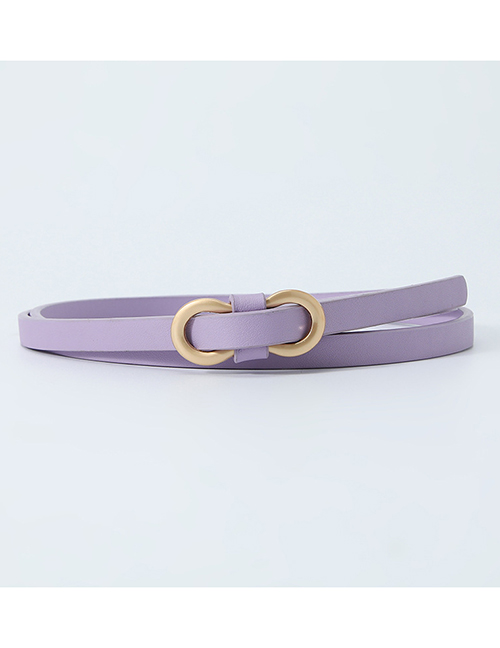 Fashion Purple Pu 8 Word Buckle Thin Belt