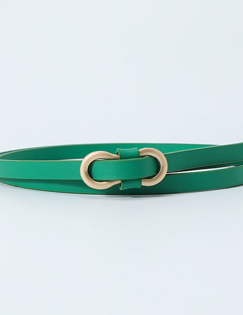 Fashion Green Pu 8 Word Buckle Thin Belt