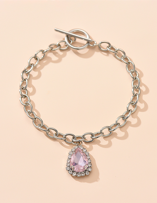 Fashion Silver Alloy Drop Diamond Chain Bracelet