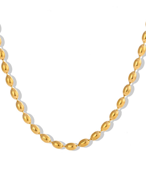 Fashion Gold Gold-plated Stainless Steel Oval Bead Necklace