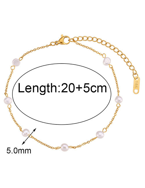 Fashion Freshwater Pearl Chain Anklet-20cm-gold Titanium Steel Pearl Chain Anklet
