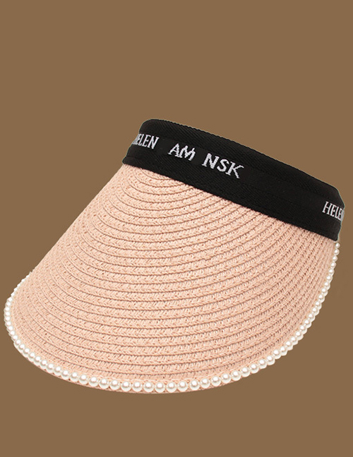 Fashion Pink Alphabet Pearl Empty Sun Hat
