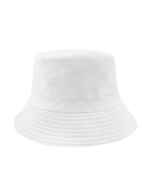 Fashion White Polyester Embroidery Thread Bucket Hat