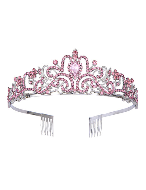 Fashion Pink Crown Alloy Diamond Crown