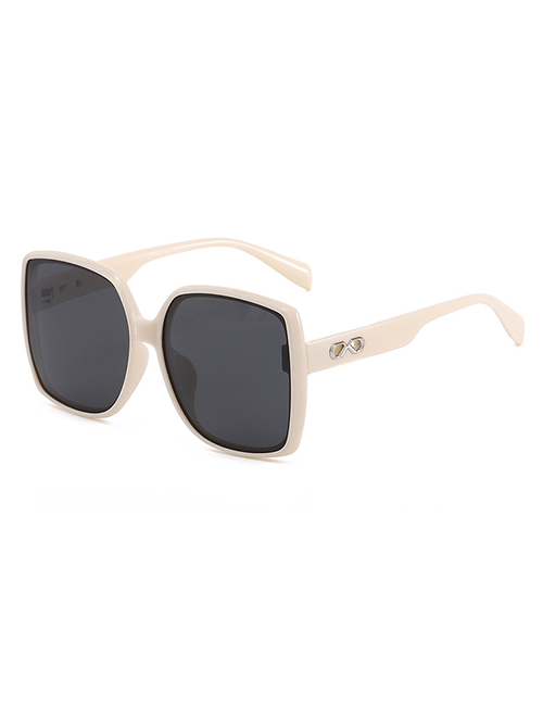 Fashion Off-white Frame Black Gray Film Pc Square Large Frame Sunglasses