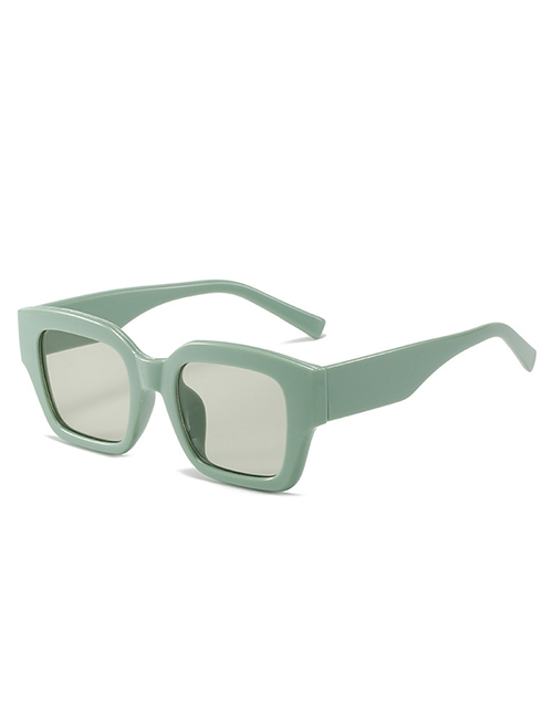 Fashion Green Frame Light Green Film Pc Square Large Frame Sunglasses