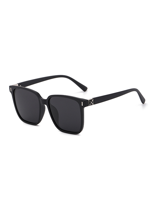 Fashion Sand Black Frame Black Gray Film Pc Square Large Frame Sunglasses