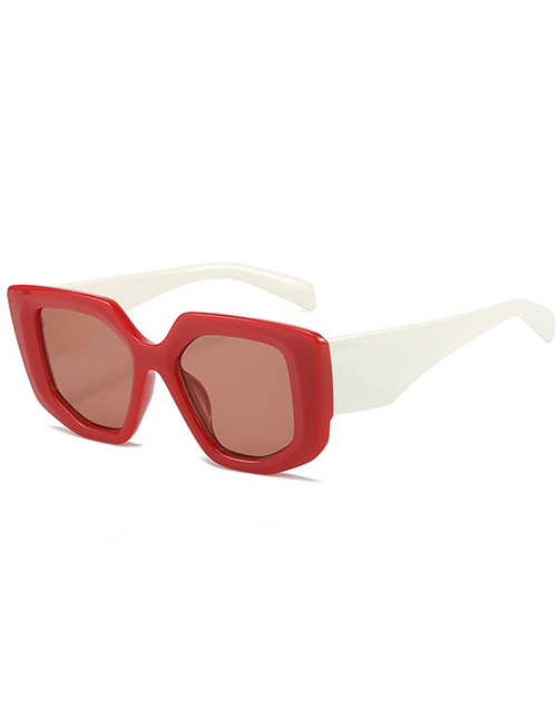 Fashion Red Frame Red Film Pc Polygon Sunglasses