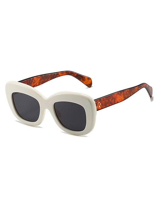 Fashion White Frame Black Gray Film Pc Cat Eye Large Frame Sunglasses