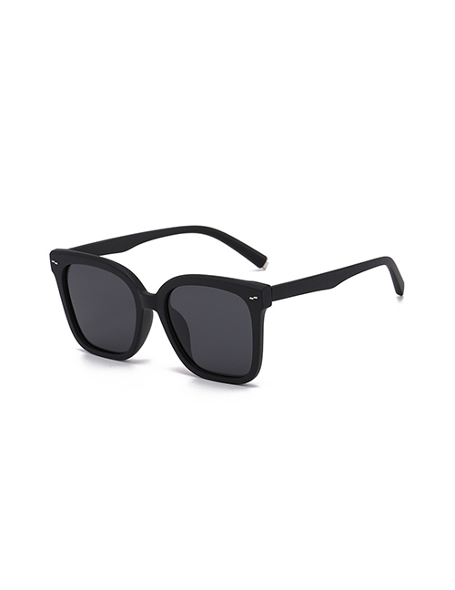 Fashion Sand Black Frame Black Gray Film Pc Rice Nail Large Frame Sunglasses
