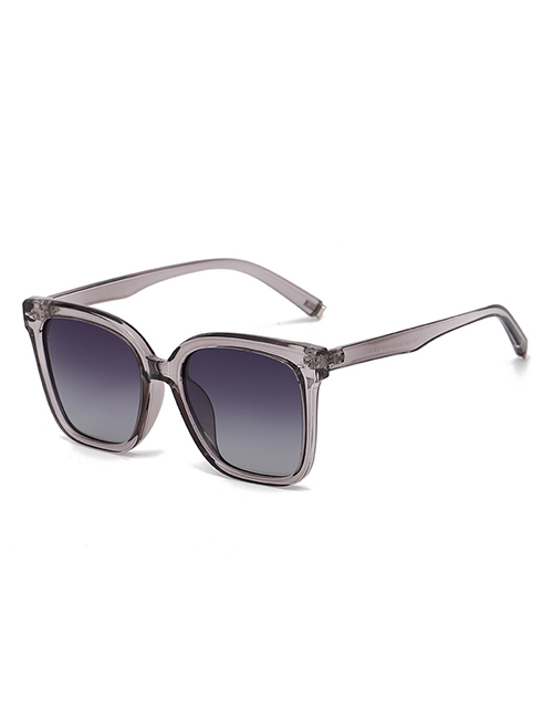 Fashion Translucent Gray Frame Faded Gray Film Pc Rice Nail Large Frame Sunglasses