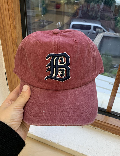 Fashion Wine Red Cotton Letter Embroidered Baseball Cap
