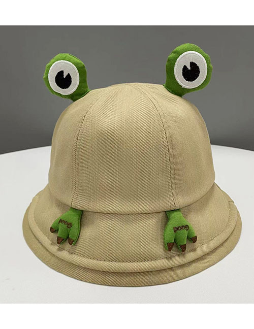 Fashion Frog Pot Hat - Khaki Cotton Cartoon Kids Bucket Hat