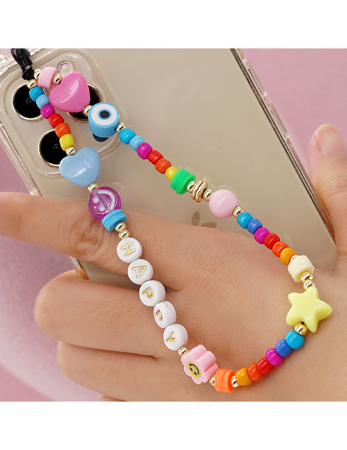 Fashion Color Acrylic Beads Alphabet Beads Heart Beaded Phone Chain