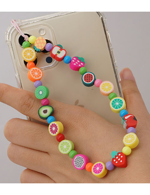 Fashion Color Colorful Clay Fruit Beaded Phone Chain