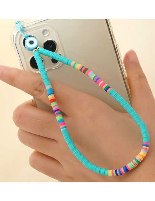 Fashion Blue Multicolored Clay Beaded Phone Chain