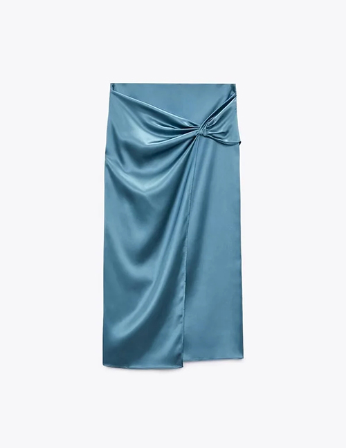 Fashion Blue Polyester Knot Skirt