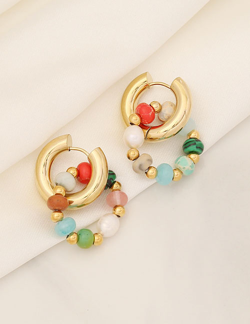 Fashion 3#earrings Color Natural Stone Strings Bead Ear Ring