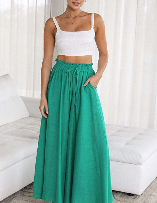 Fashion Green Polyester Tie With Wide -leg Trousers